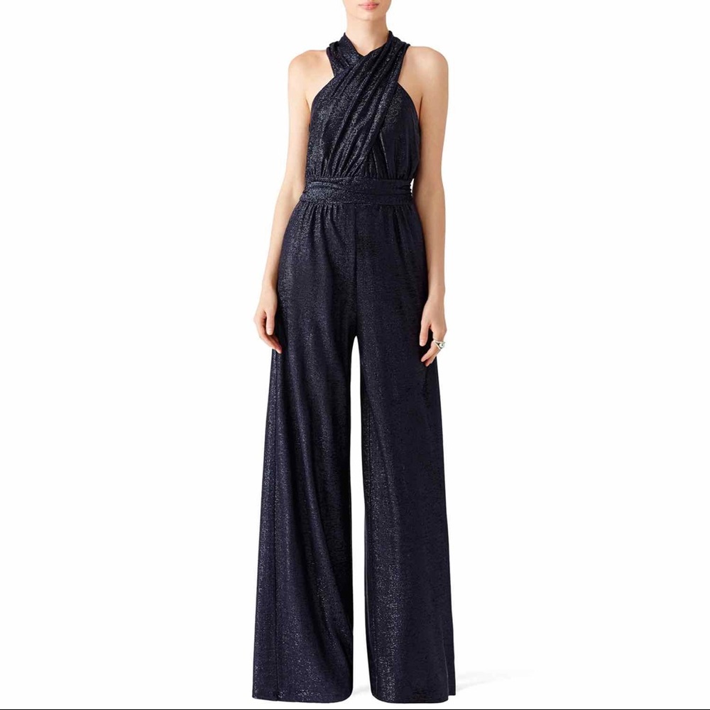 Rachel Zoe Metallic Halter Shane Jumpsuit